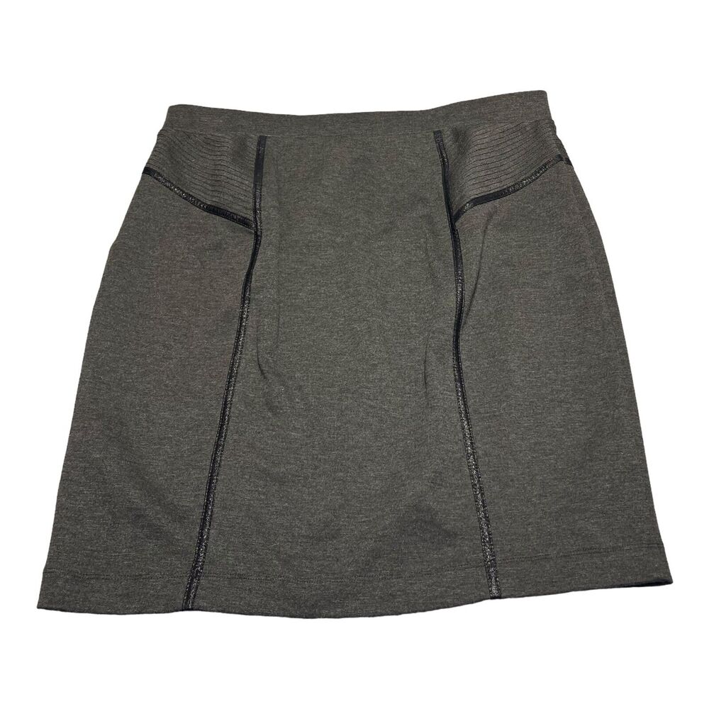 APT.9 A-Line Skirt Women's Large Gray Polyester Stretch Elastic Waist Pull On - Picture 2 of 7